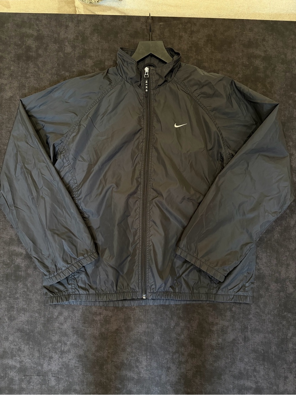 Vintage Y2k Nike Jacket Large Black Nylon Lined Windbreaker Zip Swoosh